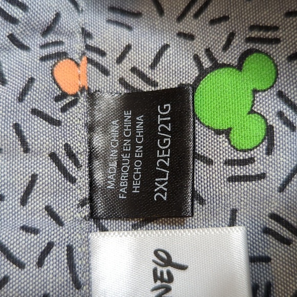 WALT DISNEY World Mickey Mouse All Over Print  Button Front Camp Shirt 90s XXL - Picture 8 of 9